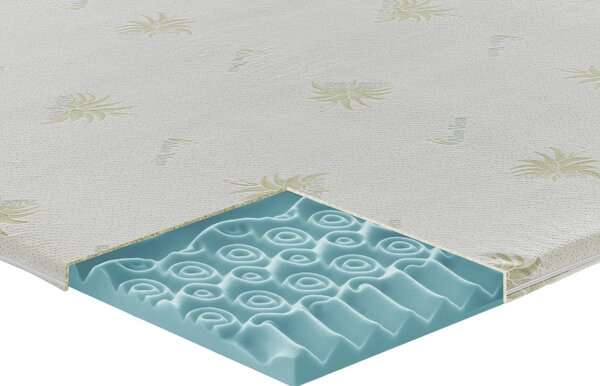 Topper 9 zone in MyMemory Foam pantografato con rivestimento all'aloe vera 80x190 - Singolo (Standard)