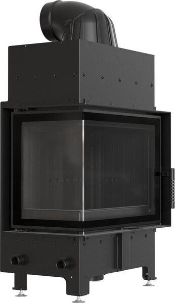 Inserto camino in acciaio KRATKI FLOKI S left 8 kW Ø 160 pannellatura nera con porta a molla