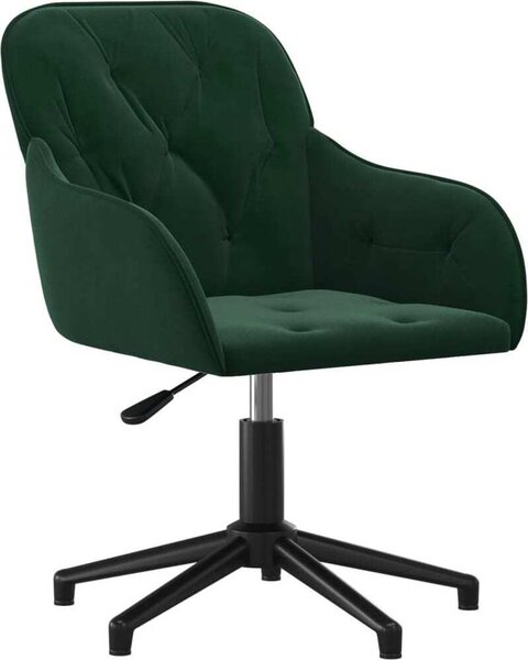 Sedia da Ufficio Girevole Verde Scuro in Velluto