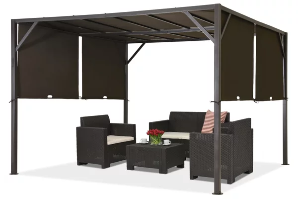 Pergola per terrazzo in metallo Santorini 3 x 3 m marrone Garden Point