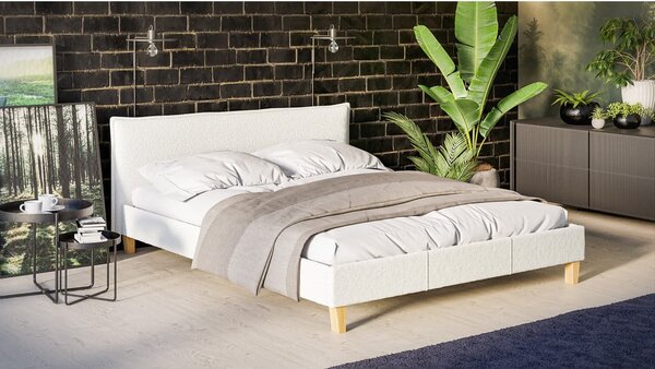 Letto matrimoniale imbottito crema con griglia 160x200 cm Tina - Ropez