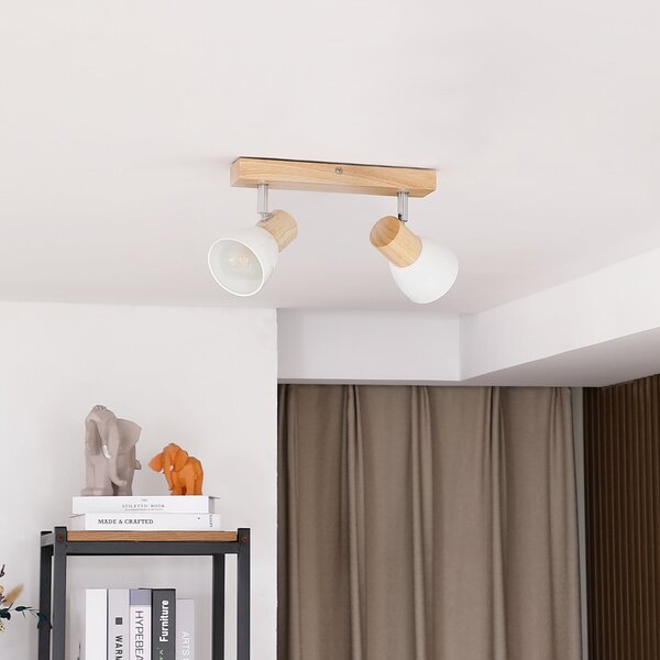 Plafoniera Lindby, Thorin, dimmerabile, Legno, Soggiorno, Legno, Scandinavo
