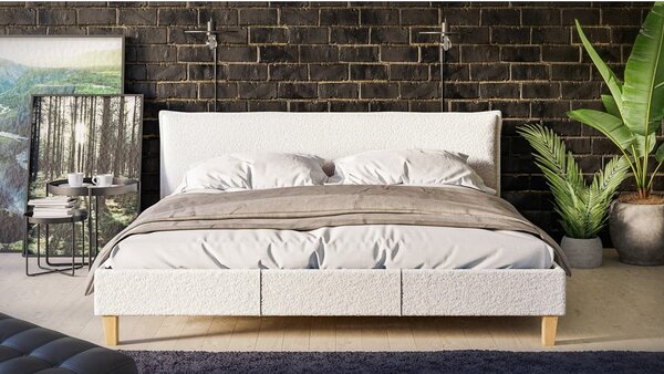Letto matrimoniale imbottito crema con griglia 180x200 cm Tina - Ropez