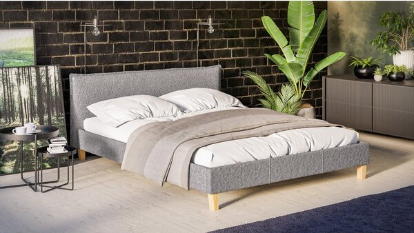Letto matrimoniale imbottito grigio con griglia 160x200 cm Tina - Ropez