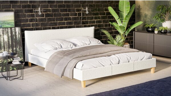 Letto matrimoniale imbottito crema con griglia 180x200 cm Tina - Ropez