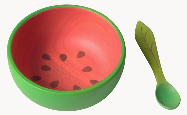 Set ciotola e cucchiaio fatti a mano Wally the Watermelon 2 pz