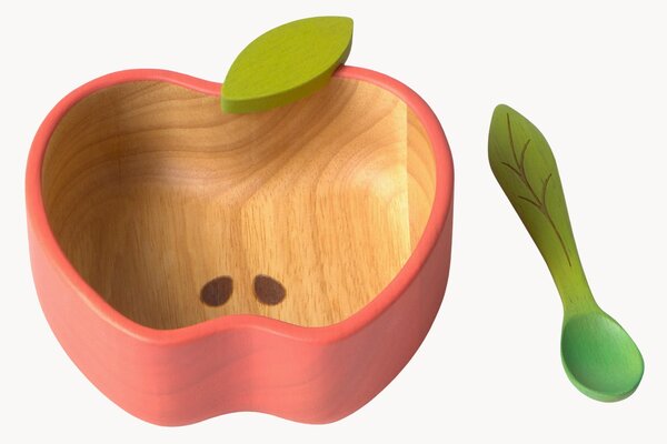 Set ciotola e cucchiaio fatti a mano Pepa the Apple 2 pz