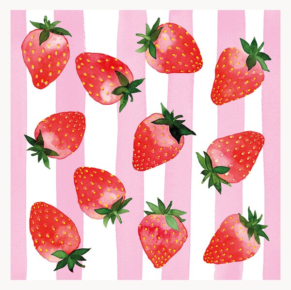 Set di 40 tovaglioli di carta Strawberry & Stripes