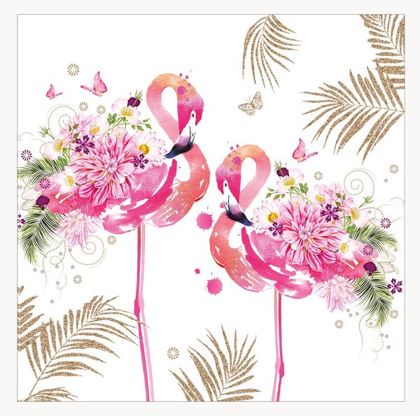 Set di 40 tovaglioli di carta Floral Flamingos