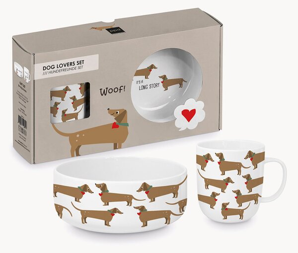 Set di 2 ciotole per cani in New Bone China Long Story