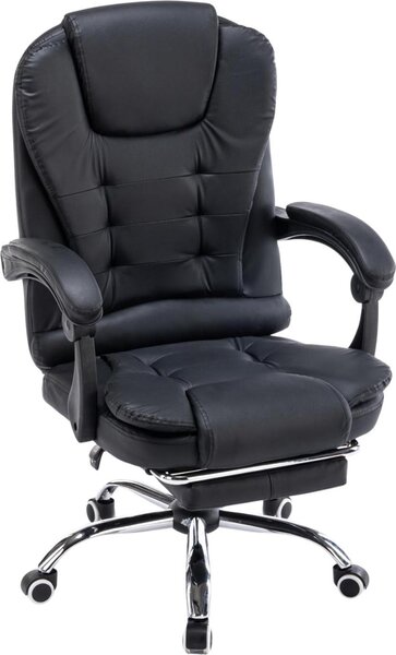 Sedia da ufficio BOSS, sedia girevole ergonomica, seduta avvolgente, poggiapiedi estraibile, schienale regolabile, struttura in acciaio, base cromata, per ufficio e home office