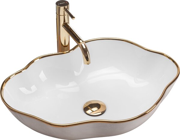 Lavabo Da Appoggio Rea Pearl White Gold