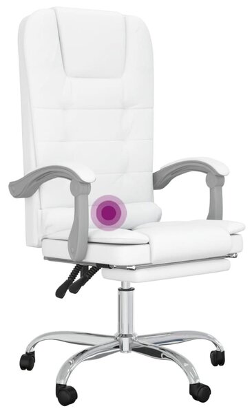 VidaXL Sedia da ufficio con funzione massaggio in Pelle finta bianca