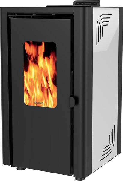 Stufa a pellet di legno bianco da 6,1kw Supra ORPHEE 6 BLANC