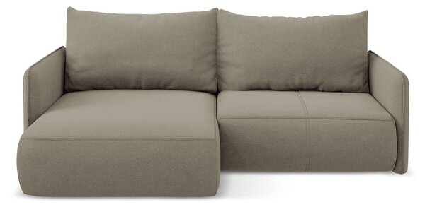 Divano angolare beige allungabile/con contenitore (con penisola a sinistra) Nanea – Makamii