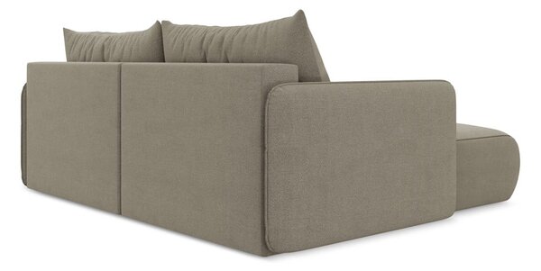 Divano angolare beige allungabile/con contenitore (con penisola a sinistra) Nanea – Makamii