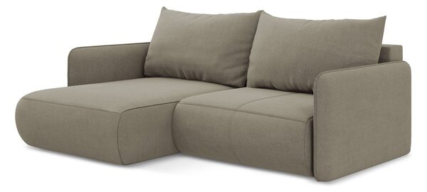 Divano angolare beige allungabile/con contenitore (con penisola a sinistra) Nanea – Makamii
