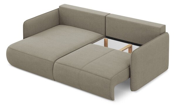 Divano angolare beige allungabile/con contenitore (con penisola a sinistra) Nanea – Makamii