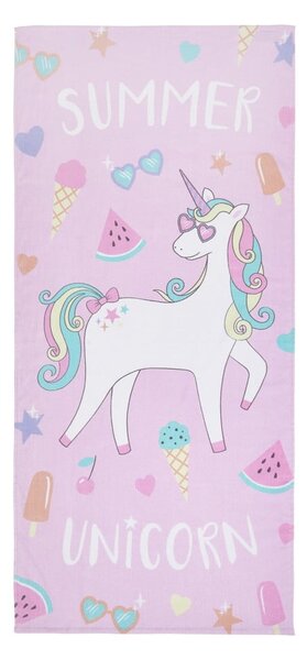 Telo mare rosa e viola in cotone 76x160 cm Summer Unicorn – Catherine Lansfield