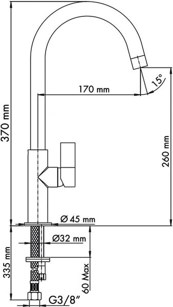 Plados Rubinetto Cucina Miscelatore Lavello Monocomando a Canna Alta in Ultragranit colore Black Matt UG70 - SLIMFIX