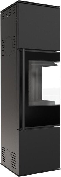 Stufa in acciaio KRATKI REN/M destra Ø 150 7 kW rivestimento nero con porta a molla