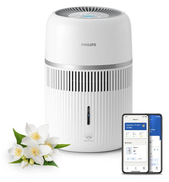 Philips Umidificatore d'Aria Ultrasonico Capacit 3.5 Litri Capacit di umidificazione 300 ml/h per Ambienti fino a 44 m2 con Timer colore Bianco -