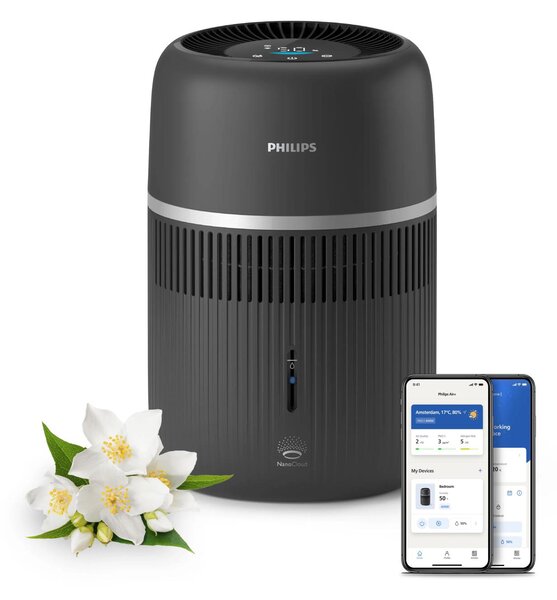 Philips Umidificatore d'Aria Ultrasonico Capacit 3.5 Litri Capacit di umidificazione 300 ml/h per Ambienti fino a 44 m2 con Timer colore Nero - H