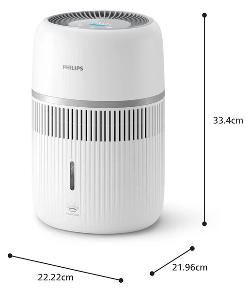 Philips Umidificatore d'Aria Ultrasonico Capacit 3.5 Litri Capacit di umidificazione 300 ml/h per Ambienti fino a 44 m2 con Timer colore Bianco -