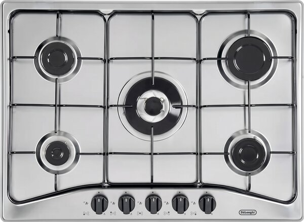 De Longhi YAF 57 ASV Piano Cottura 5 Fuochi a Gas 70 cm (1 Bruciatore Tripla Corona) colore Inox