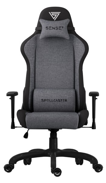 Sedia da gaming SENSE7 Spellcaster FUKU in tessuto grigio - Sedia da ufficio ergonomica, sedia da scrivania, poltrona direzionale fino a 150 kg, funzione oscillante, rotelle per pavimenti duri