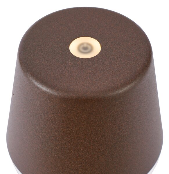 Lampada da tavolo marrone ruggine con LED IP65 ricaricabile con stazione di ricarica - Bass