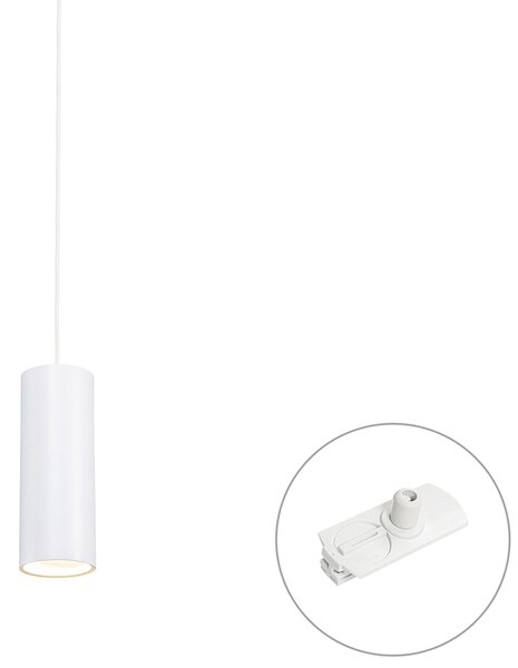 Lampada a sospensione di design bianca con adattatore per binario monofase - Iconic Tubo
