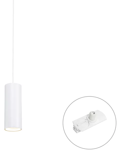 Lampada a sospensione di design bianca con adattatore per binario monofase - Iconic Tubo
