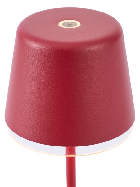 Lampada da tavolo rossa con LED IP65 ricaricabile con stazione di ricarica - Treble