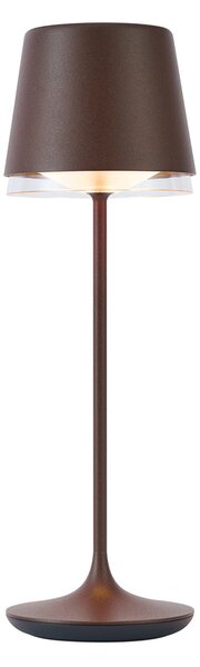 Lampada da tavolo marrone ruggine con LED IP65 ricaricabile con stazione di ricarica - Bass