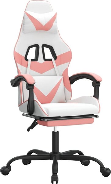 VidaXL Sedia da gioco con poggiapiedi in ecopelle bianca e rosa