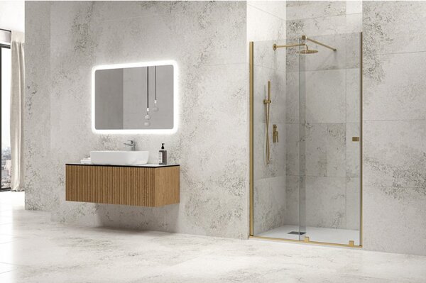 Kamalu nicchia doccia scorrevole 130 cm color oro senza telaio | knm4000g