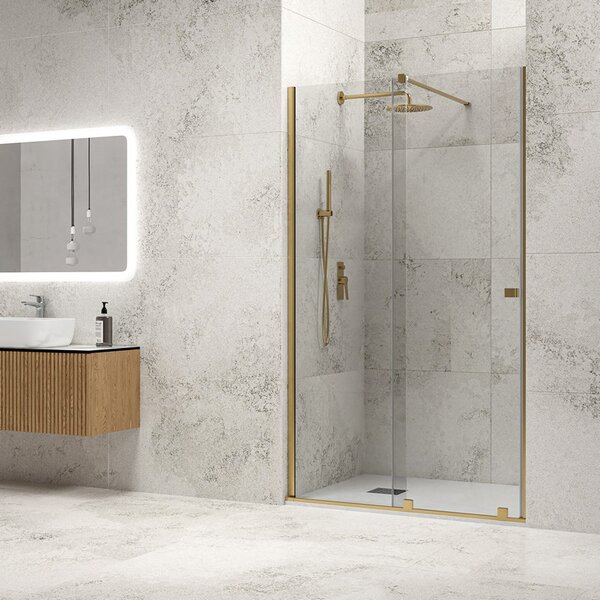 Kamalu nicchia doccia scorrevole 130 cm color oro senza telaio | knm4000g