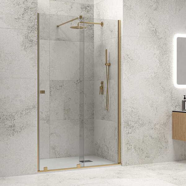 Kamalu nicchia doccia scorrevole 130 cm color oro senza telaio | knm4000g