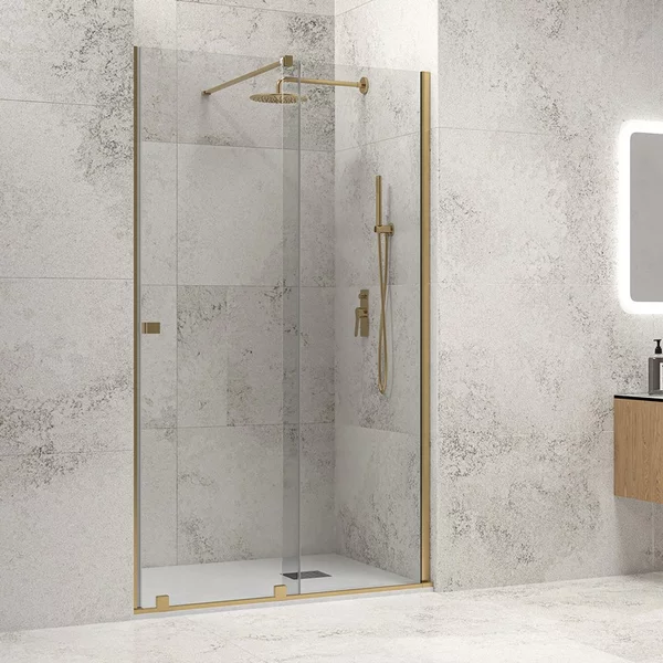 Nicchia doccia scorrevole 130 cm color oro senza telaio | KNM4000G - KAMALU