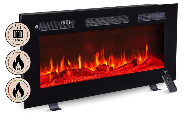 Caminetto elettrico da incasso BALDERIA Leif 36 – Potenza termica fino a 1800 W, nero