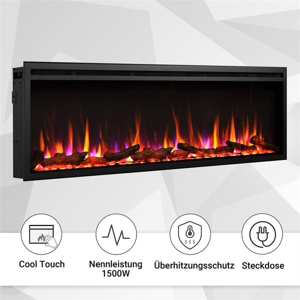 Camino elettrico da incasso BALDERIA Atalanta 50 – Potenza termica fino a 1500 W, nero