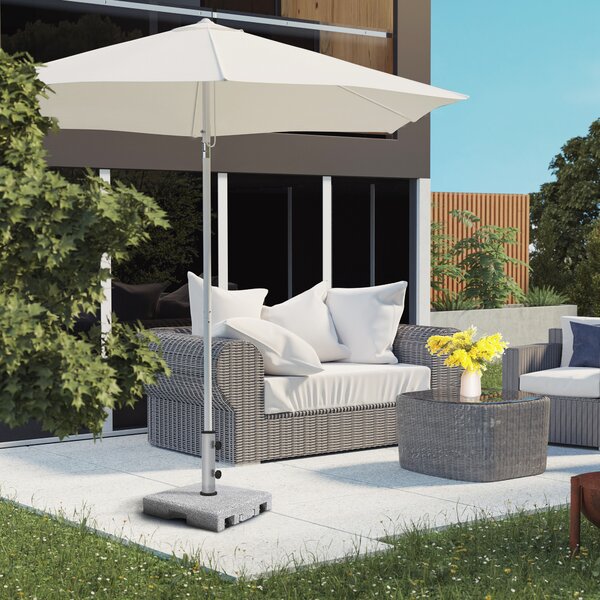 Outsunny Base per Ombrellone da 28kg in Granito con Maniglia Estensibile e Rotelle, 41x41x37.5cm, Grigio|Aosom