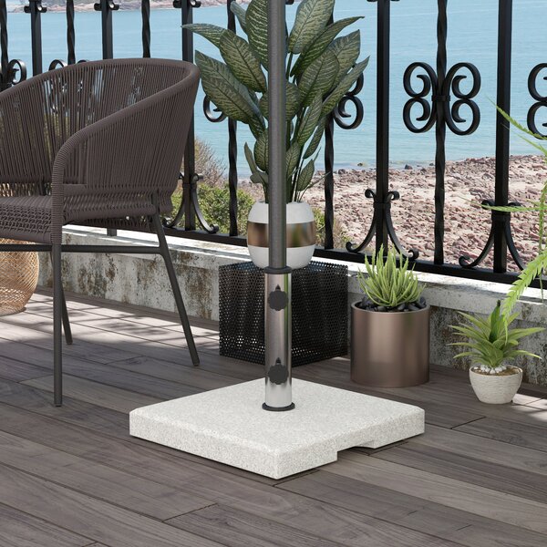Outsunny Base per Ombrellone da Giardino 25kg per Pali da Ø32mm, Ø38mm e Ø48mm, in Granito e Acciaio Inox, 38x38x38 cm, Grigia|Aosom