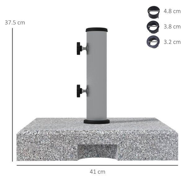 Outsunny Base per Ombrellone da 28kg in Granito con Maniglia Estensibile e Rotelle, 41x41x37.5cm, Grigio|Aosom