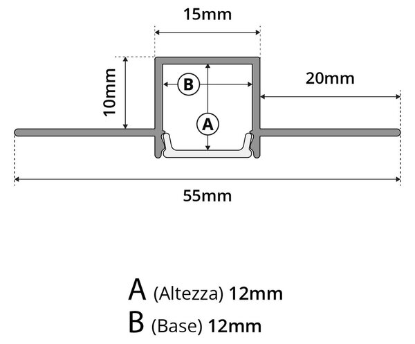 Profilo da incasso per Cartongesso Slim in Alluminio per striscia LED Variante Lunghezza 1 Metro