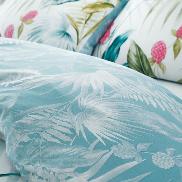 Set copripiumino e federa verde e blu per letto singolo 135x200 cm Aruba Tropical Floral – Catherine Lansfield