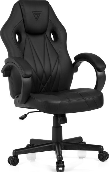 SENSE7 Prism Gaming Chair Pelle finta Nera - Sedia da ufficio ergonomica Sedia da scrivania per PC Sedia da gaming Funzione oscillante Sedia da gaming 120 kg