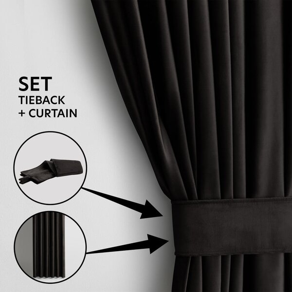 Tenda parzialmente oscurante nera in velluto 140x270 cm – Restilo