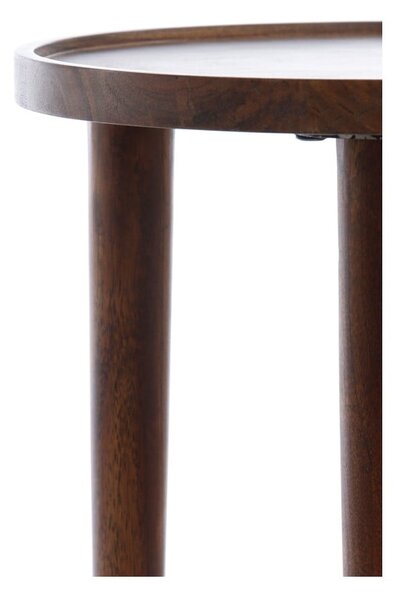 Tavolino rotondo in legno massiccio di acacia ø 49 cm Qiano - Light & Living